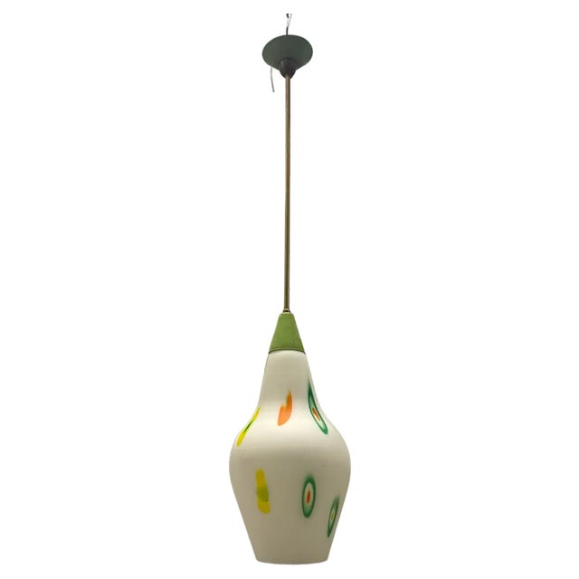 Italian Opaline Glass Light Pendant, 1950s For Sale