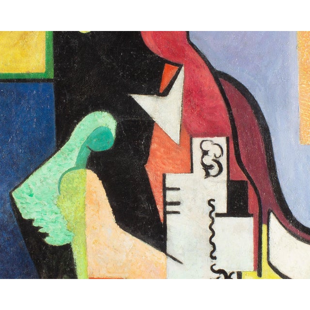 Figurative 1950 Oil on Canvas Cubist Style Painting by John Eddy Hutchins For Sale - Image 3 of 10