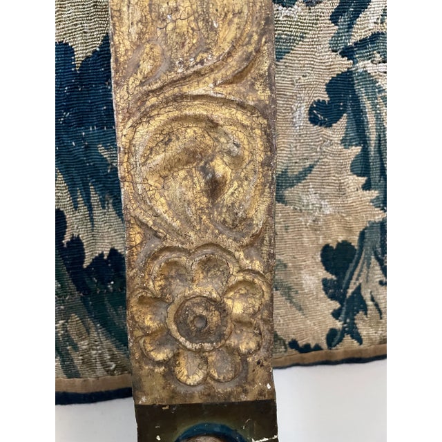 Wood 19th Century Gilt and Polychrome Crucifix With Portrait of the Virgin Mary For Sale - Image 7 of 10