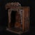 A beautifully crafted Chinese tabletop shrine cabinet, likely made of Huali (rosewood). The piece features a tall,...