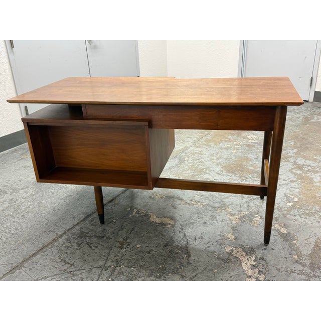 Wood Hooker Furniture Mainline Collection Two-Tiered Walnut Desk, Vintage For Sale - Image 7 of 12