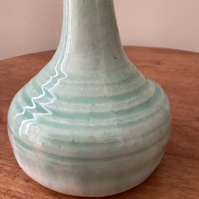 Antique Light Blue Glazed Ceramic Spirals Pattern Vase For Sale In Chicago - Image 6 of 13
