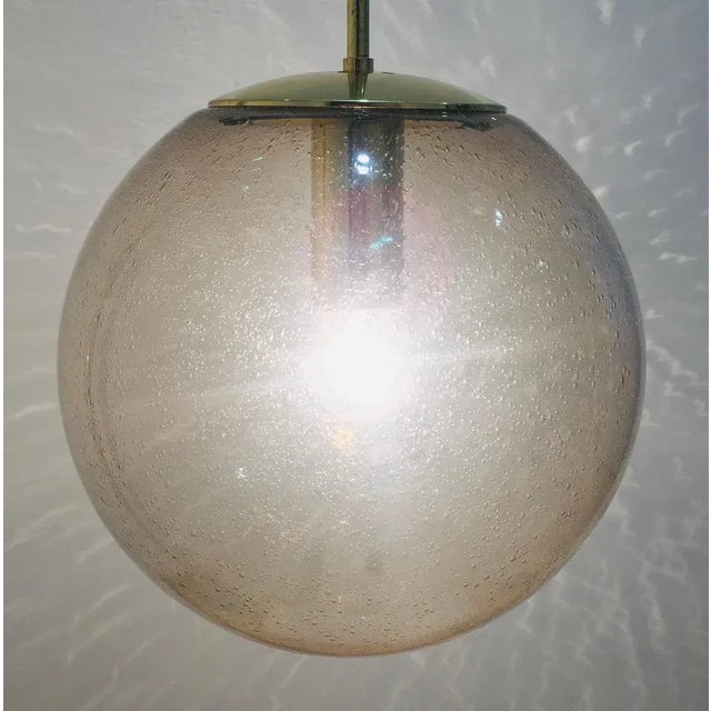 Large Mid-Century Smoked Air-Bubbled Glass Ball Pendant Light from Limburg, Germany, 1970s For Sale - Image 6 of 12