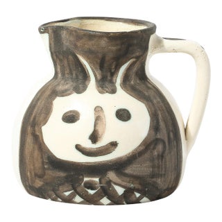 Madoura Pottery Glazed Earthenware Têtes Pitcher Signed Pablo Picasso For Sale