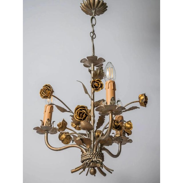 Vintage Florentine Flower Chandelier For Sale - Image 3 of 6