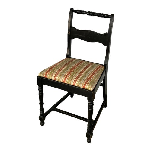 1960s Vintage Upholstered Hitchcock Side Chair in Black