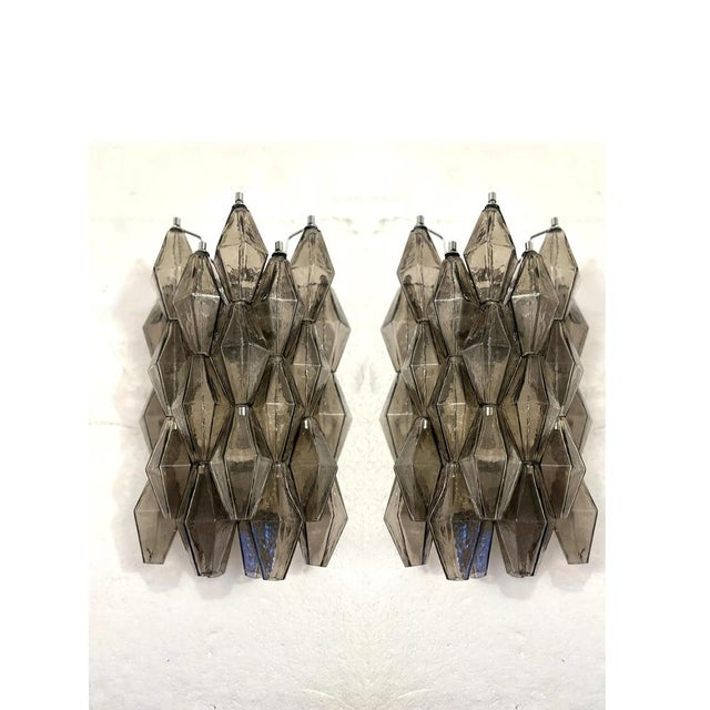 Brown Italian Poliedri Murano Glass Wall Sconces by Simoeng, Set of 2 For Sale - Image 8 of 13