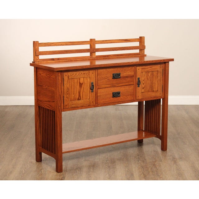 High Quality American Made Solid Oak Sideboard With Cabinet Doors, Dovetailed Drawers, Plate Rack Back Shelf, Possibly...