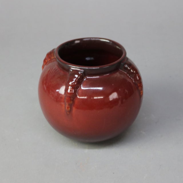 Roseville Pottery Roseville Art Pottery Topeo Red Claw Vase Mid 20th Century For Sale - Image 4 of 5