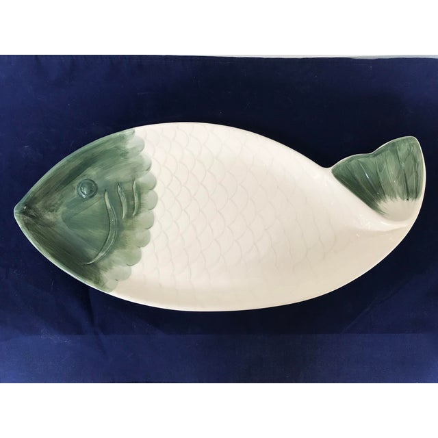White and Green Ceramic Fish Serving Platter Chairish