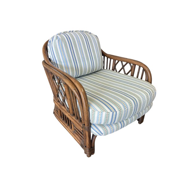 Vintage Brighton Pavilion Style Rattan Lounge Chair, Coastal Organic Modern | Naples Style For Sale - Image 4 of 11