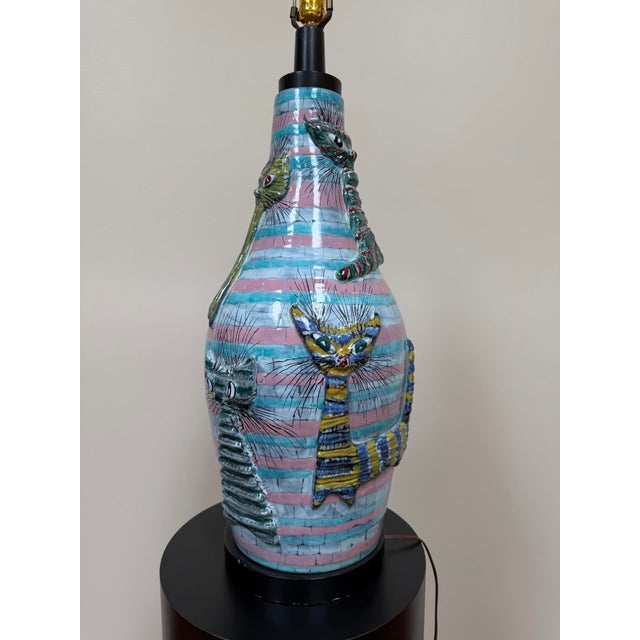 1960s Italian Large Ceramic Cat Lamp Attributed to San Polo Venice For Sale - Image 10 of 18