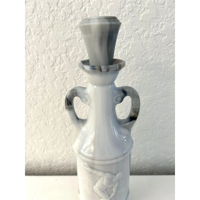 1970s Blue Slag Glass Discus Thrower Decanter For Sale - Image 4 of 6