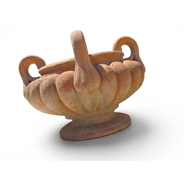 Italian Lobed Terracotta Krater with Handles, 1950 For Sale - Image 8 of 11