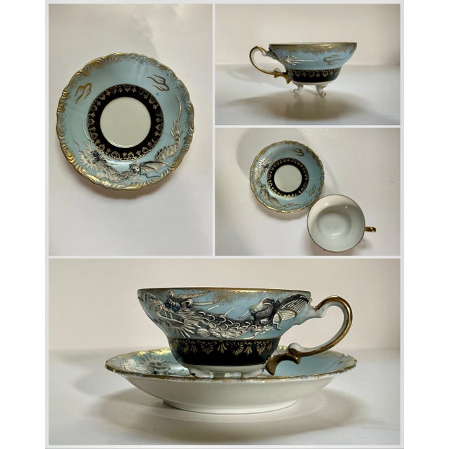 Mid 20th Century Dragon Teacups & Saucers- 12 Pieces For Sale - Image 4 of 12