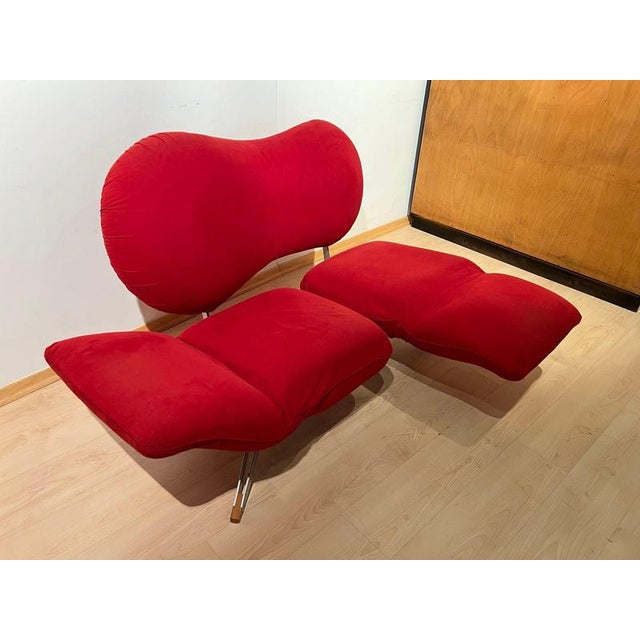 Postmodern Convertible Sofa in Red Fabric attributed to Bonaldo, Italy, 1980s For Sale - Image 11 of 18