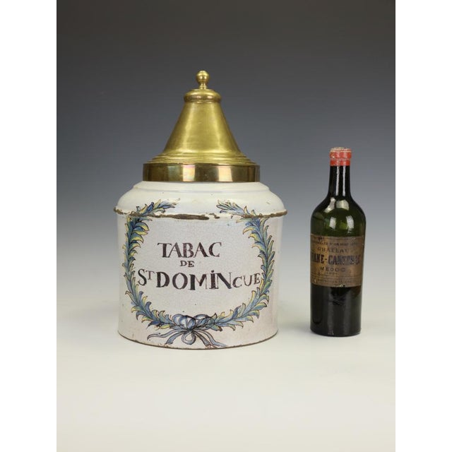 White 19th Century French Faience Blue and White Ceramic Tabac Tobacco Jar, 1870 For Sale - Image 8 of 18