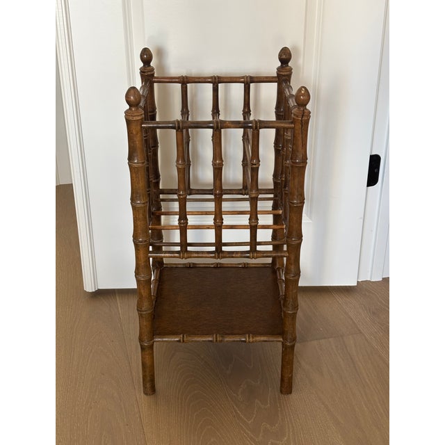 Brown Vintage Faux Bamboo Magazine Rack For Sale - Image 8 of 12