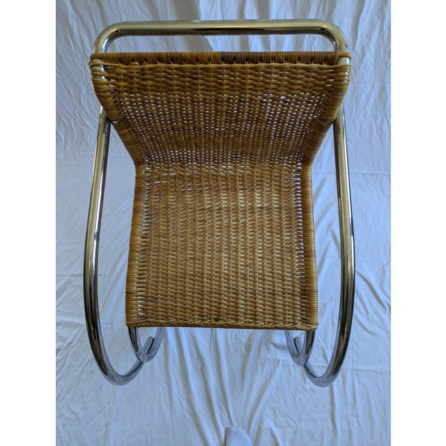 Wood Mid 20th Century Mr20 Chrome and Rattan Arm Chair Attributed to Mies Van Der Rohe - Set of 4 For Sale - Image 7 of 7