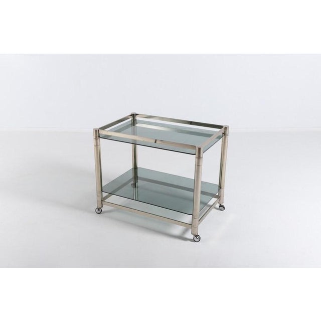 1970s Chromed Steel Serving Cart Side Table, 1970s For Sale - Image 5 of 12