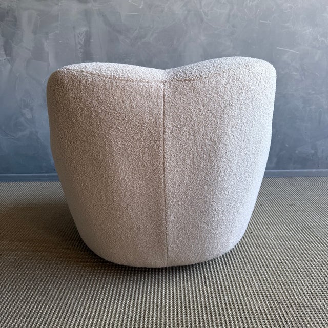 Textile Mid Century Style Swivel Chair in a Plush Teddy Fabric For Sale - Image 7 of 10