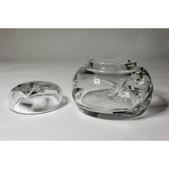 Mid-Century Modern Vintage Mid 20th Century Bohemian Crystal Quilted Cut Glass Candy Dish Bowl With Lid – Mark Palda Style For Sale - Image 3 of 7