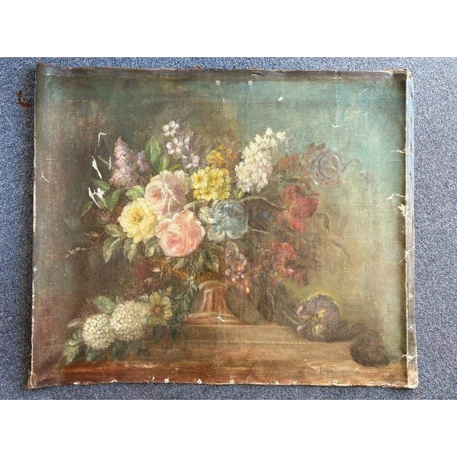 Gold Early 1900's Italian Trumeau Mirror With Hand Painted Inset Top Panel and Gold Details For Sale - Image 8 of 12