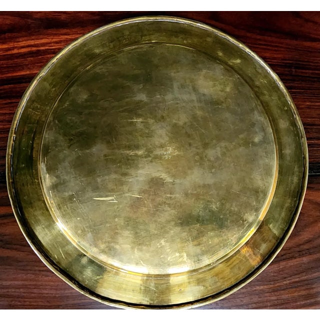 1960s Indian Vintage Solid Bronze Finely Engraved Round Serving Tray For Sale - Image 5 of 10