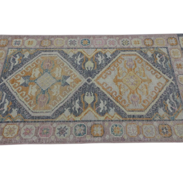 Modern Early 21st Century Multicolor Handwoven Turkish Oushak Rug 3'1" X 5'11" For Sale - Image 3 of 9