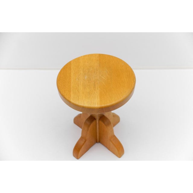 Wood Mid-Century Modern Handmade Beech Stool, France, 1960s For Sale - Image 7 of 14