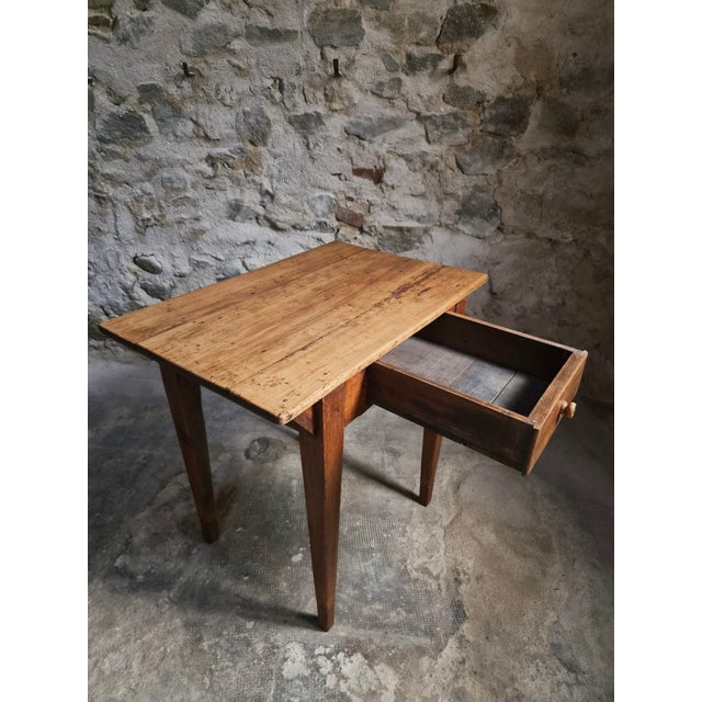 Antique French Worktable and Bistro Chair, 1900s and 1950, Set of 2 For Sale - Image 14 of 18