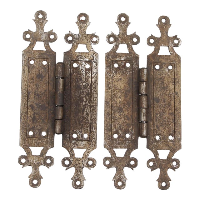 Pair of Mid 20th Century Arts & Crafts Steel Door Hinges For Sale