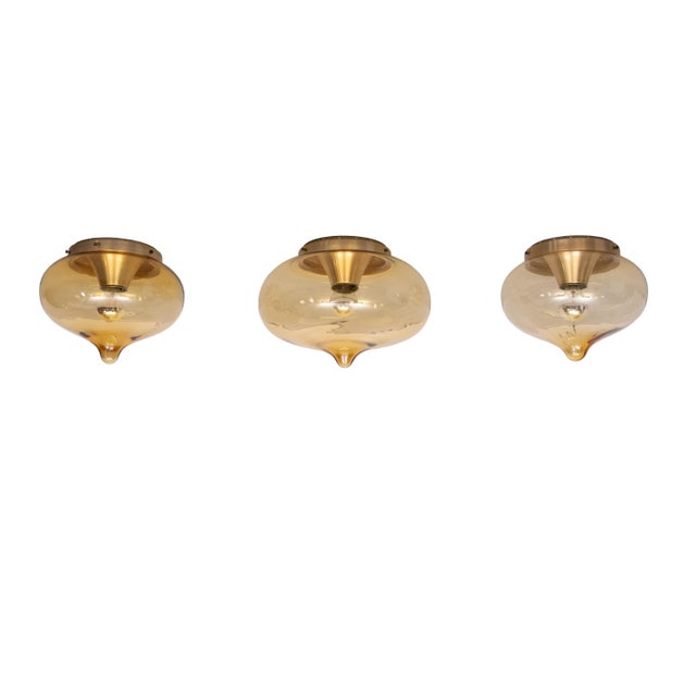 Tan Smoked Glass Drop Ceiling Lights from Dijkstra Lamps, 1970s, Set of 3 For Sale - Image 8 of 18