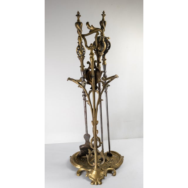 Mid 19th Century 19th Century French or Austrian Bronze Rococo Revival Fireplace Tool Set For Sale - Image 5 of 18
