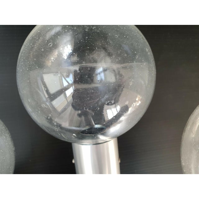Vintage Space Age Wall Lights in Brushed Steel and Glass, 1970s, Set of 2 For Sale - Image 6 of 9
