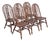 1940s h.w. Hull & Sons Oak Brace Back Windsor Dining Side Chairs W/ Carved Medallions, Set of 6 For Sale