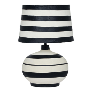 Positano Black Striped Papier Mache Table Lamp