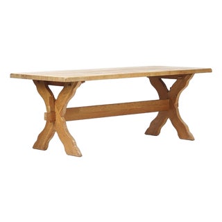 Large Mid-Century Rustic Brutalist Dining Table For Sale