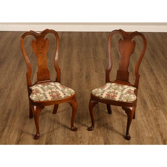 Elegant Pair Of Queen Anne Style Side Chairs By Saybolt Cleland, Crafted In Walnut With Graceful Lines And Classic...