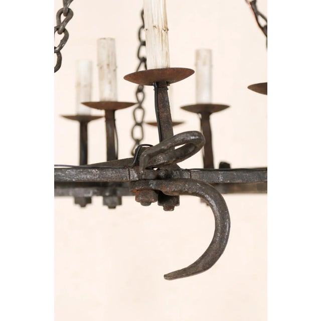 Mid 20th Century French 12-Light Forged Iron Chandelier For Sale - Image 11 of 11