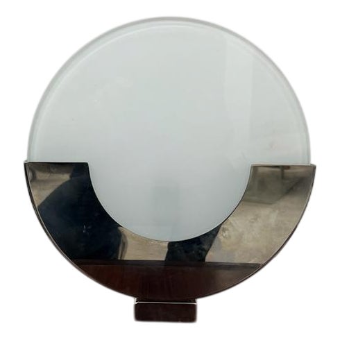 Table Lamp with Chromed Steel Base and Double Glass, 1970s For Sale