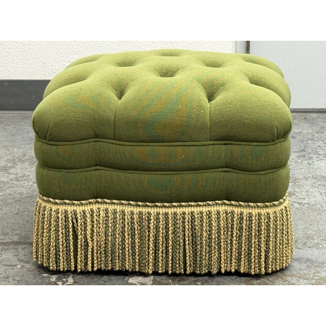 Bespoke Green Tufted Ottoman + Casters For Sale - Image 4 of 12