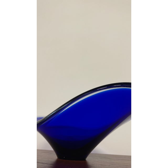 Mid-Century Sculptural Blue Art Glass Dish, 1960s For Sale - Image 11 of 14