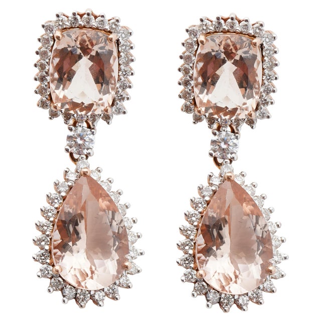 Natural morganite 9.20cts & diamond 1.31cts earring in 14k gold For Sale - Image 15 of 18