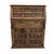Dimensions: H 41.5” x W 33” x D 11” Brutalist Spanish carved wood secretary cabinet manner of Navarro Argudo with single-...