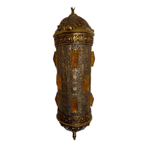 1950s Detailed Heavy Brass Swag Ceiling Hanging Lamps