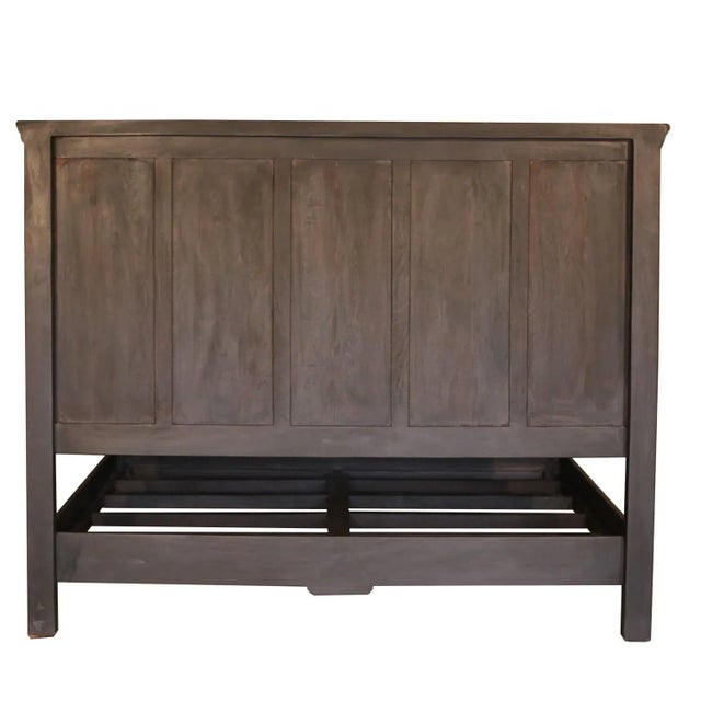 2020s Solid Wood Panel Design King Size Walnut Finish Bed For Sale - Image 5 of 6