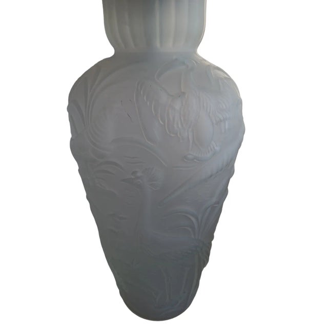 Art Deco Vintage Pair of Art Deco Muller Freres Style Satin Glass Table Lamps For Sale - Image 3 of 5