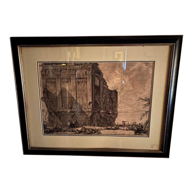 Framed Italian Print of Roman Ruins, 19th Century For Sale
