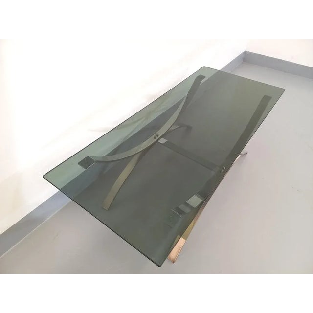 Silver Vintage Coffee Table in Glass and Chromed Metal, 1970s For Sale - Image 8 of 9